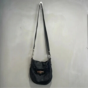 B MAKOWSKY Black Leather Crossbody with Silver Hardware - Preowned